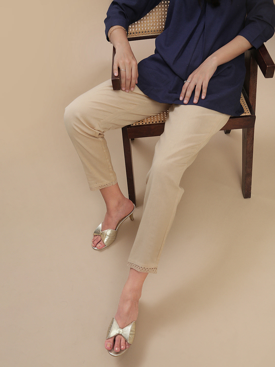 De Moza Women Cotton Lace Pants - De Moza