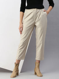 De Moza Women Formal Pant Beige