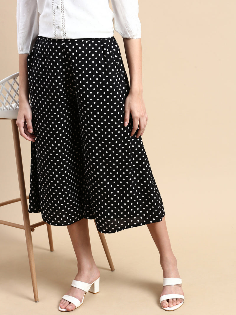 De Moza Women Printed Culottes Black