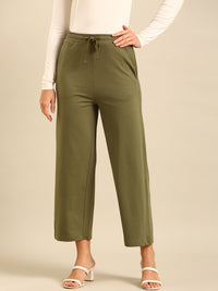 Wide Leg Casual Pant-Olive Green - De Moza
