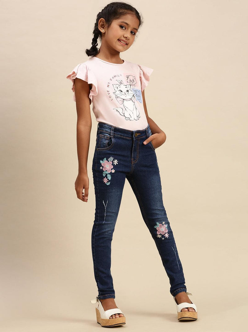 De Moza Girls Jeans Solid Denim Dark Blue - De Moza