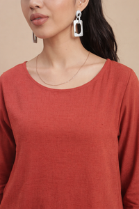 De Moza Women Casual Tunic Top Rust Orange - De Moza