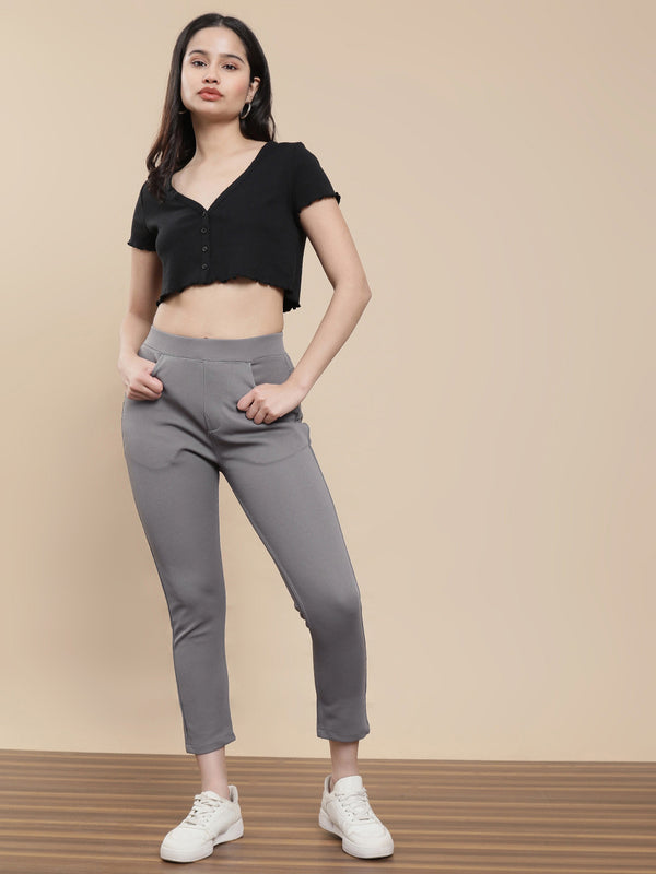 De Moza Women's Casual Jegging Steel Grey - De Moza