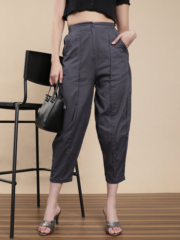 De Moza Women's Casual Pants Grey - De Moza