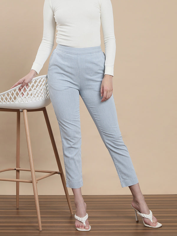 De Moza Women's Casual Pants Ice Blue - De Moza