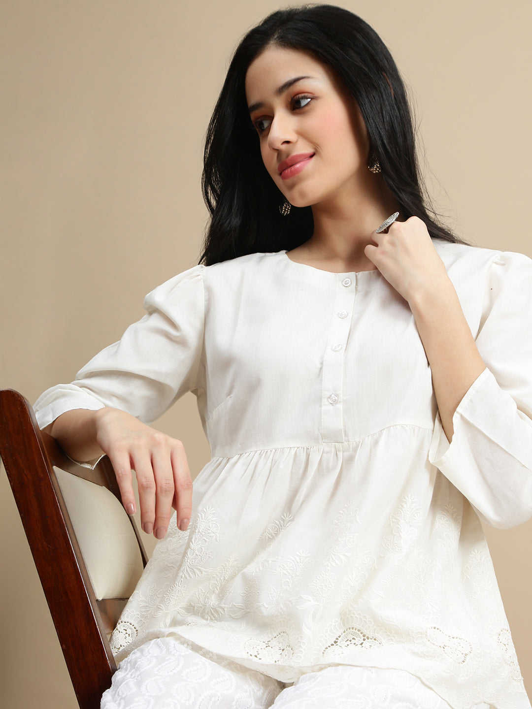 De Moza Women Casual Top Offwhite