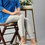 De Moza Women Ankle Length Leggings Solid Silver