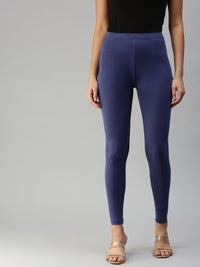 Ankle Length Leggings-Indigo Blue - De Moza