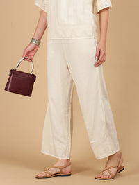 De Moza Women Woven Rayon Regular Fit Palazzo with Functional Pockets Natural