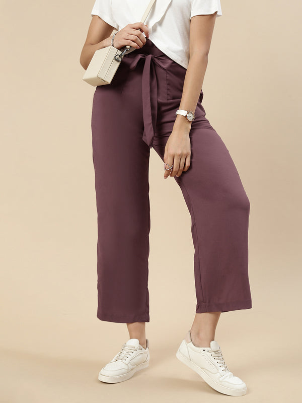 Tie-Up Pants-Plum - De Moza