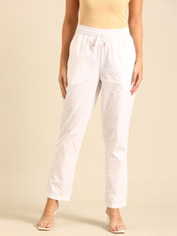 Straight Pant All Over Print-White - De Moza