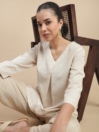 De Moza Women Casual Tunic Top Light Beige - De Moza