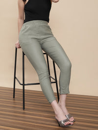De Moza Women's Casual Jegging Olive Green - De Moza