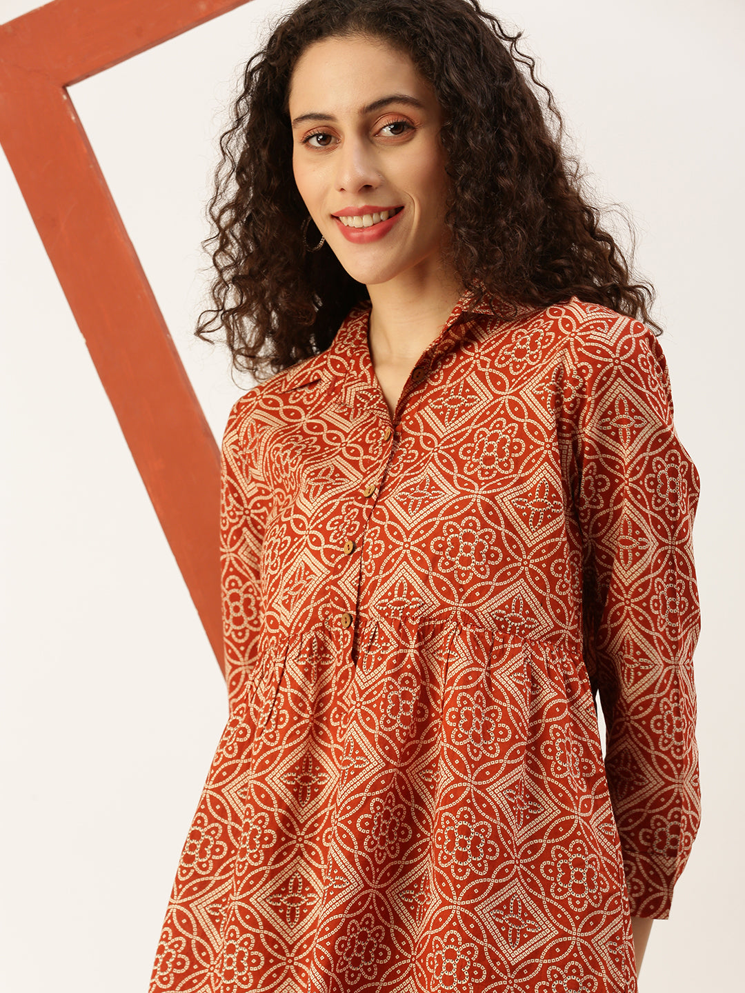 De Moza Women's Printed Top Orange