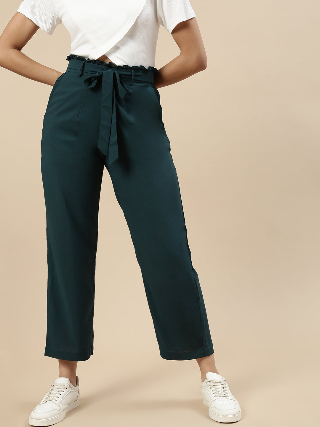 Tie-Up Pants-Teal