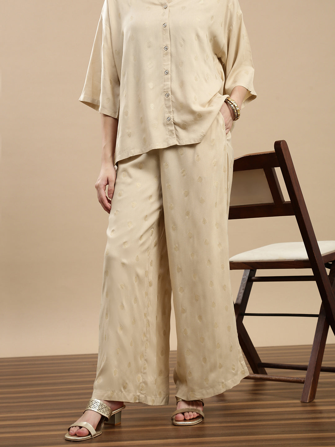 De Moza Women Festive Palazzo Beige
