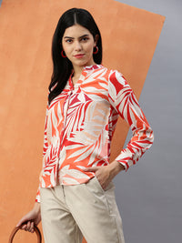 De Moza Women Printed Shirt Orange - De Moza