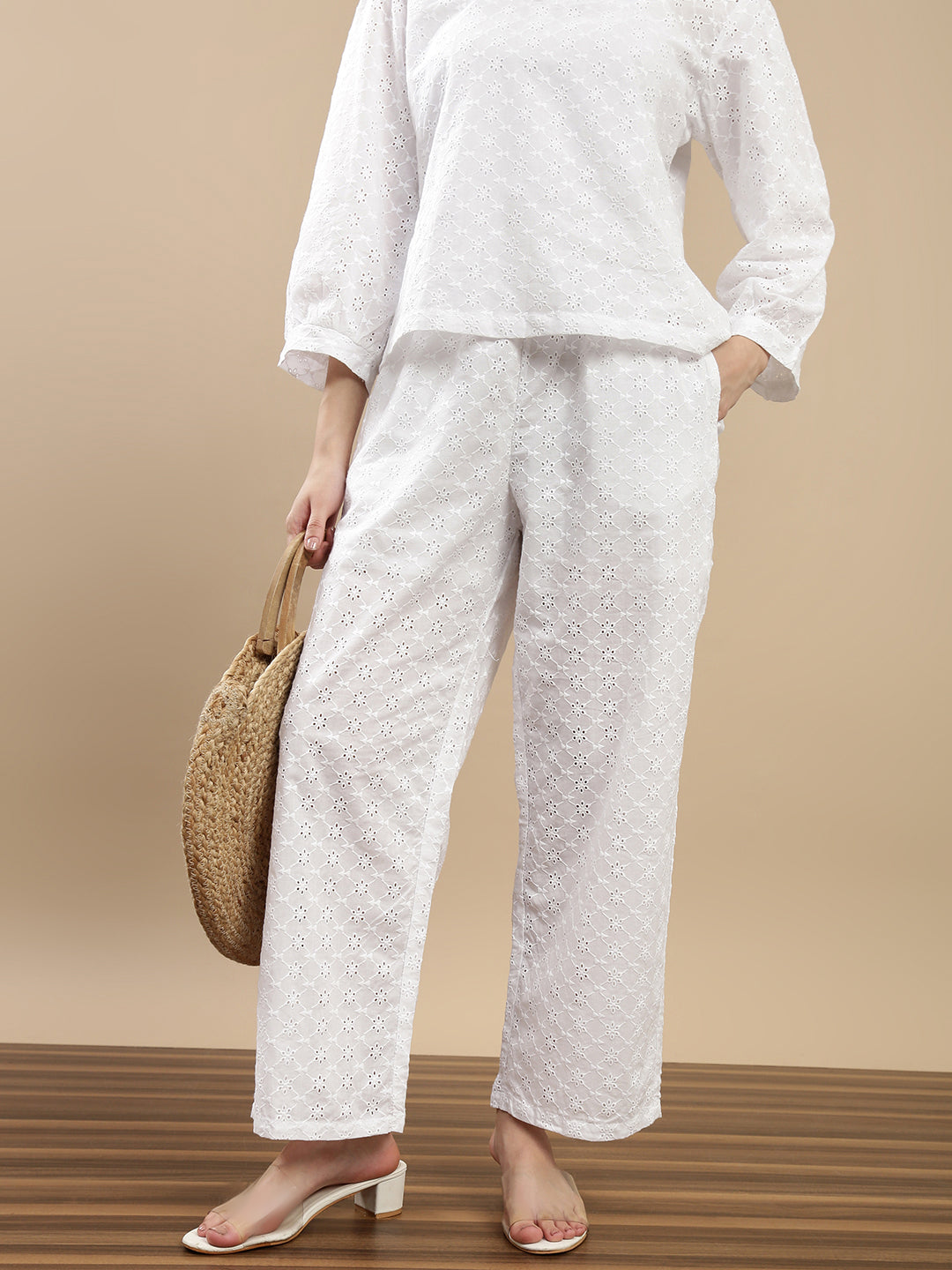 De Moza Women Casual Palazzo White