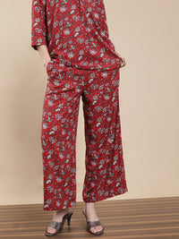 De Moza Women Co-ords with Pack of Top & Palazzo Maroon