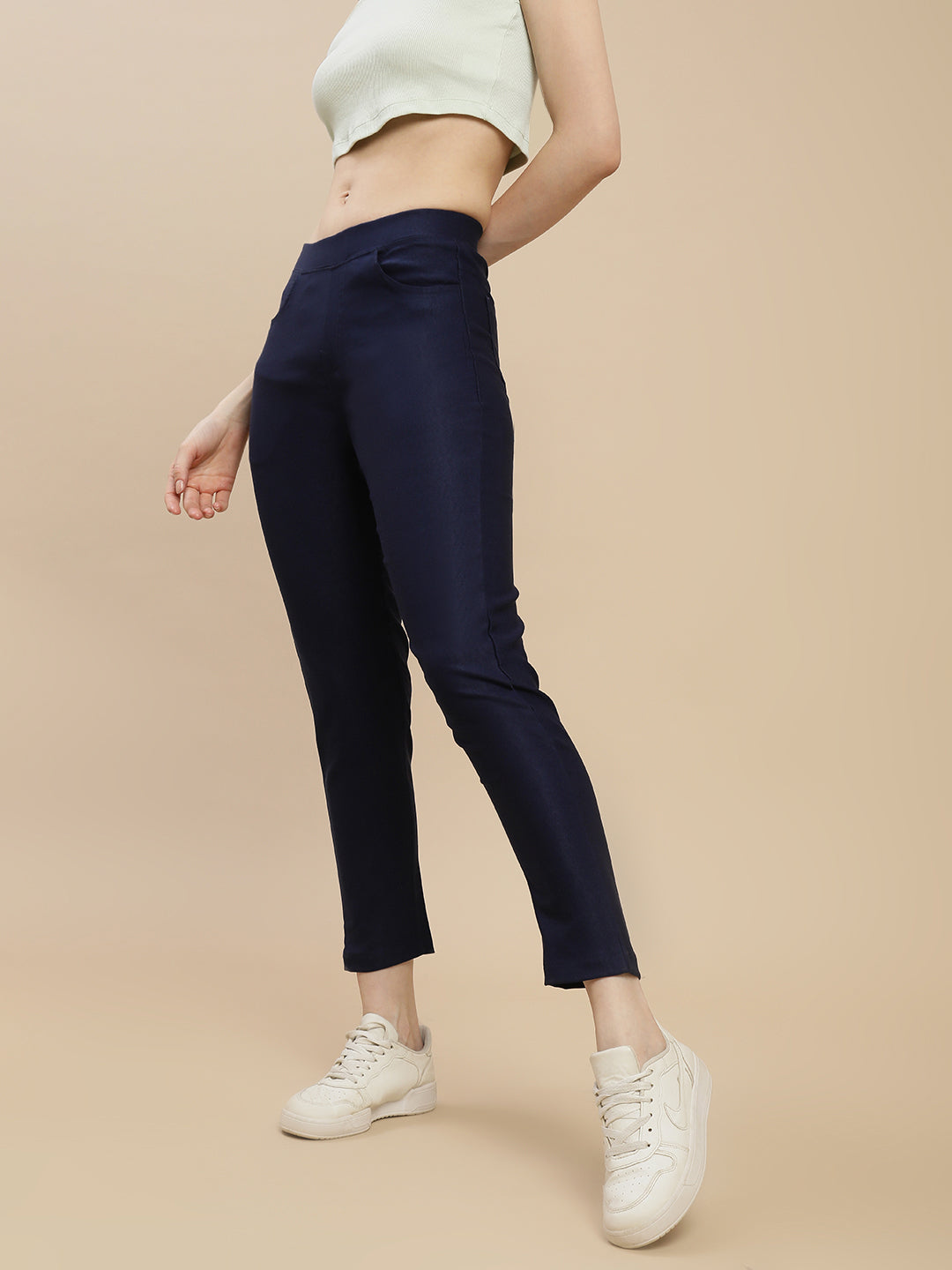 De Moza Women's Casual Jegging Navy Blue - De Moza