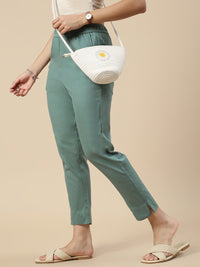 Casual Straight Pant-Peacock Green