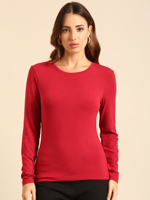 T-Shirt Long Sleeve-Wine - De Moza