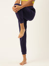 De Moza Womens Yoga Pant - Ankle  Solid Cotton Navy Blue - De Moza