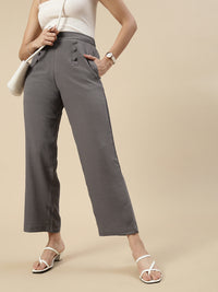Casual Straight Pant-Grey
