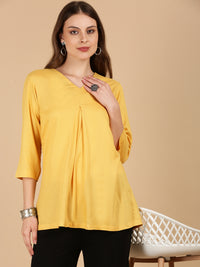De Moza Women Woven Viscose loosed Fit Top Gold - De Moza