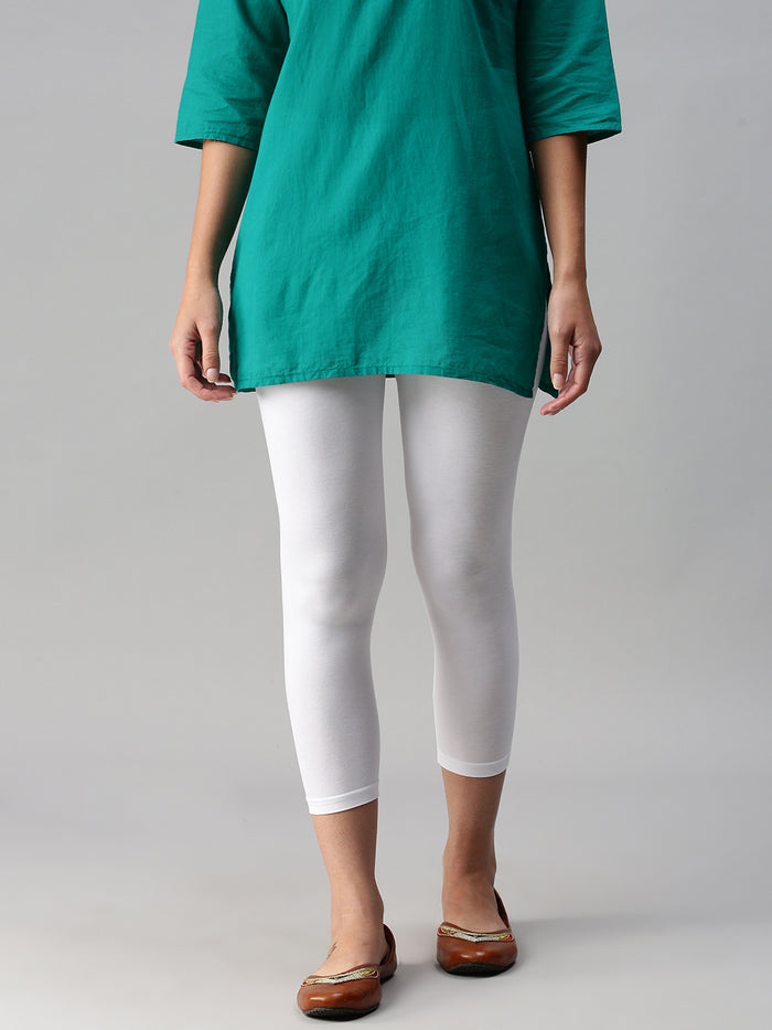 3/4th Leggings-White - De Moza
