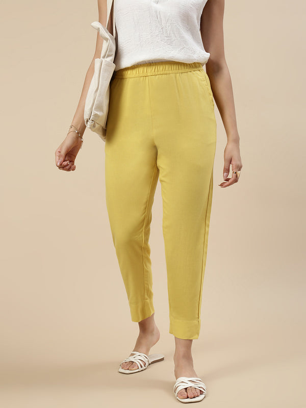 Casual Straight Pant-Light Mustard - De Moza