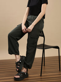 De Moza Women Casual Pants Olive Green