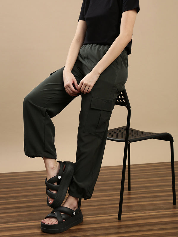 De Moza Women Casual Pants Olive Green - De Moza