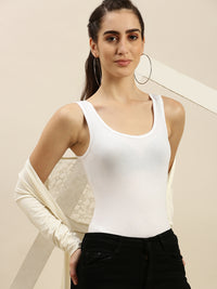 Ladies Razor Back Top Offwhite - De Moza