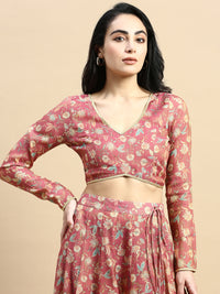 Crop Top Embroidered-Dark Pink - De Moza