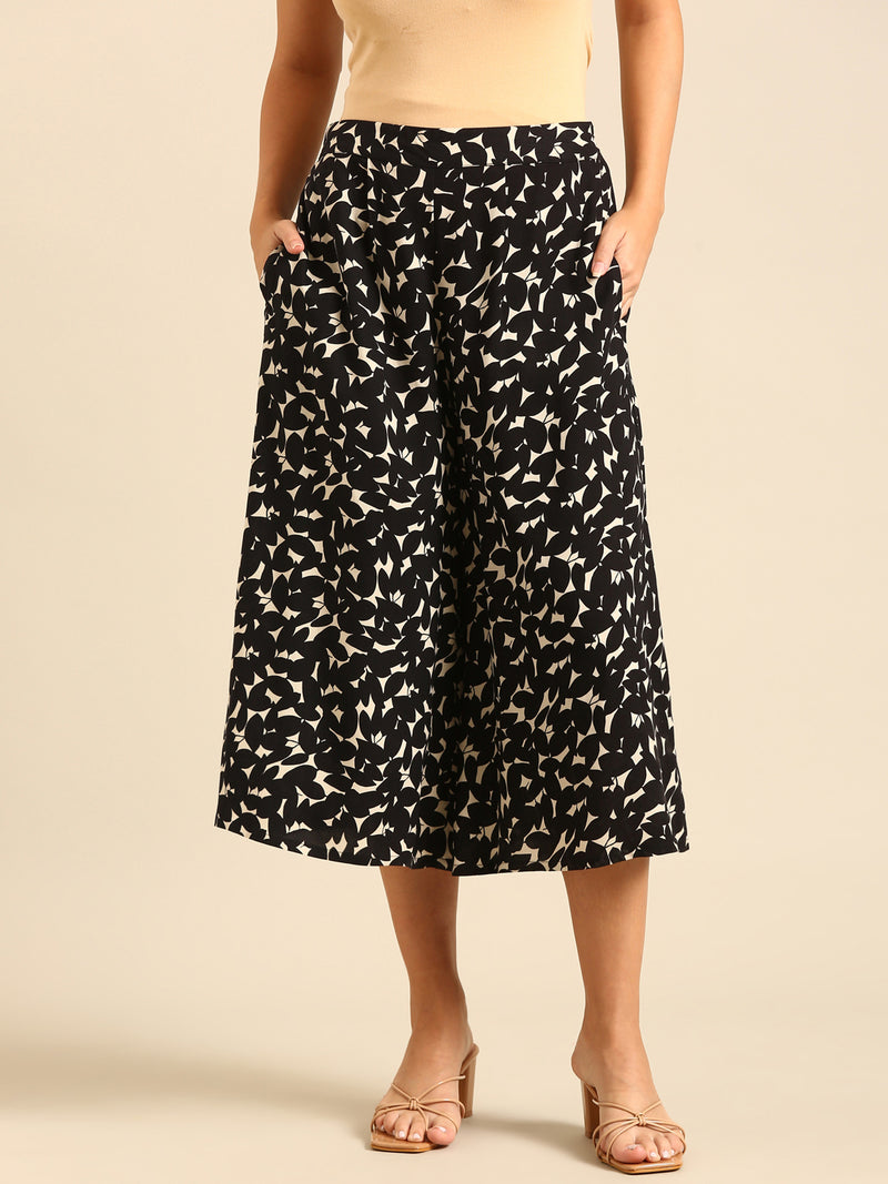 Culottes All Over Print-Black - De Moza
