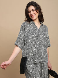 De Moza Women Kashka Set (Top & Palazzo) - Black