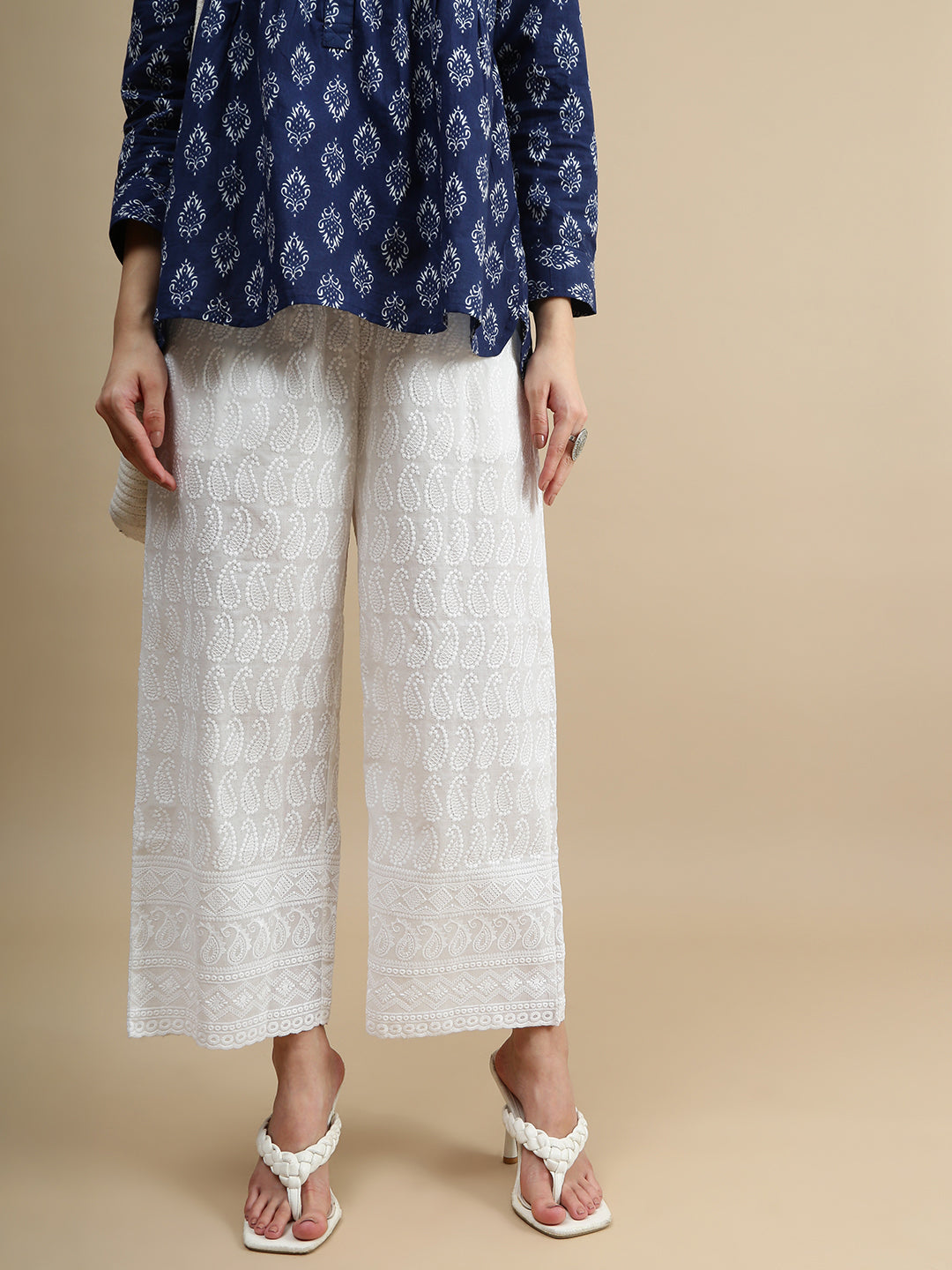 De Moza Women Casual Palazzo White