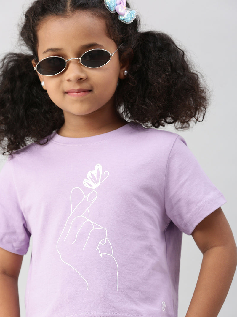 PIPIN Girls T-Shirt Solid Cotton Light Purple - De Moza