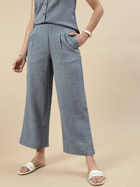 Co-Ord Set(Casual Top & Narrow Palazzo)-Indigo
