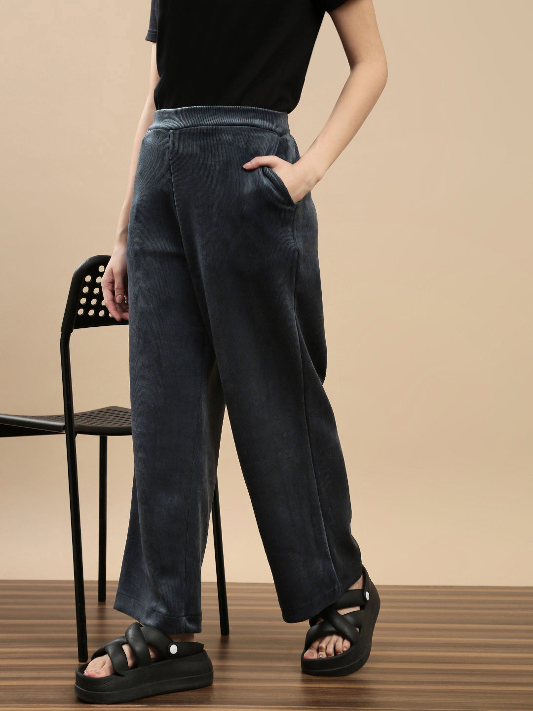 De Moza Women Casual Palazzo Petrol - De Moza