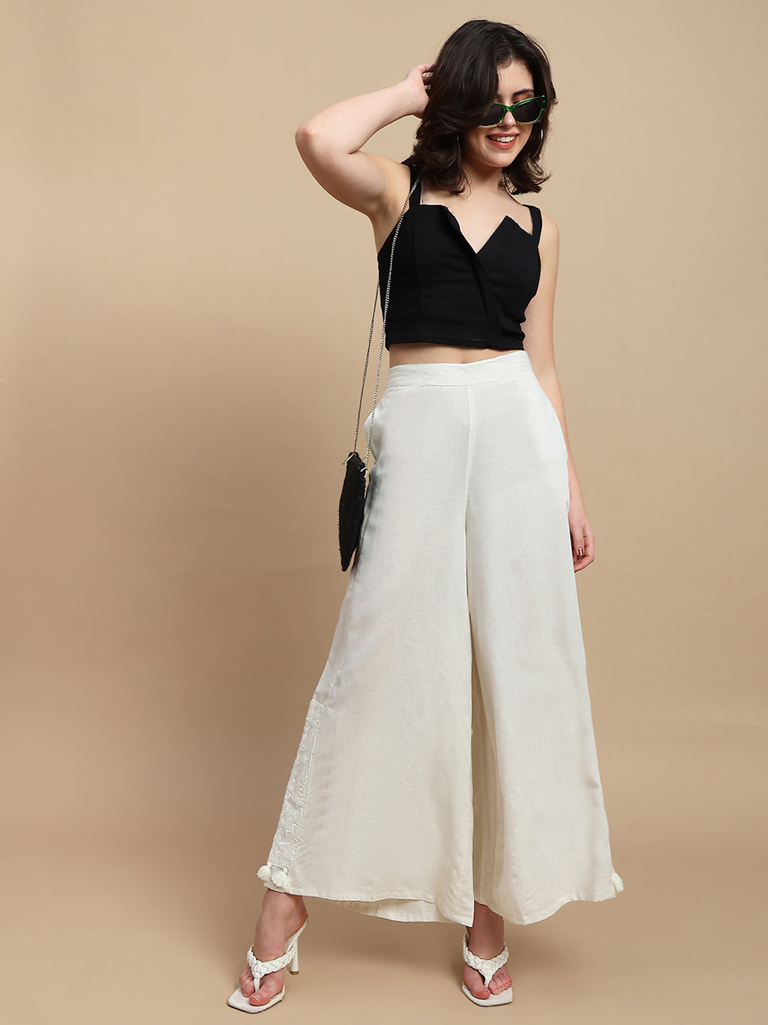 De Moza Women Casual Palazzo Natural - De Moza