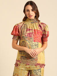 Co-Ord Set (Casual Top & Palazzo)-Multi - De Moza