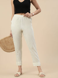 Casual Straight Pant-Cream