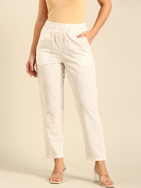 Printed Straight Pant-Offwhite - De Moza