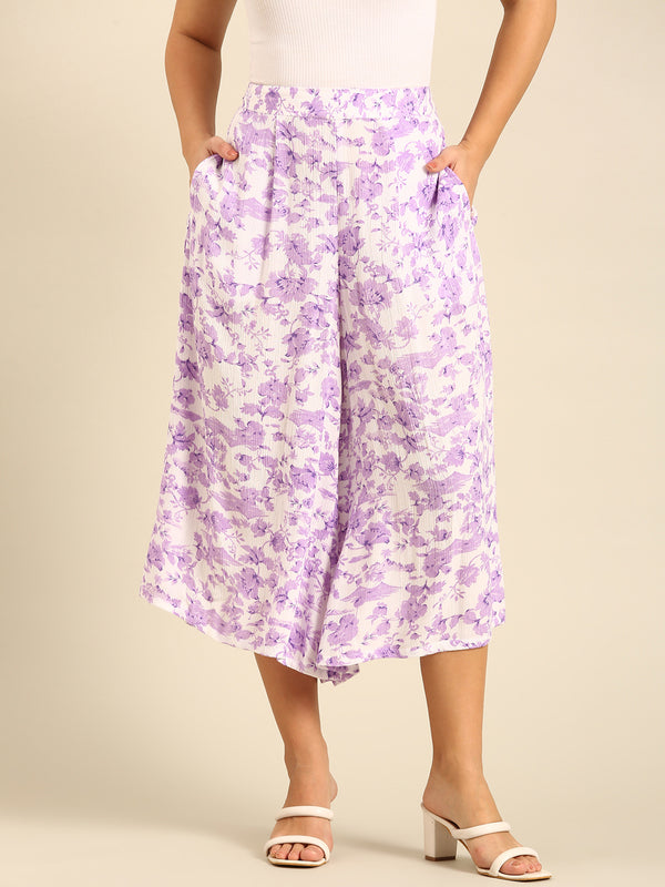 Printed Culottes-Lilac - De Moza