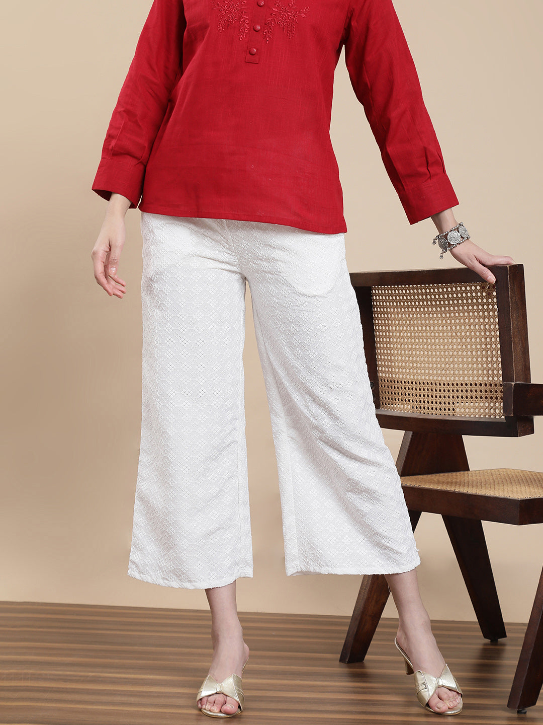 De Moza Women Casual Palazzo White