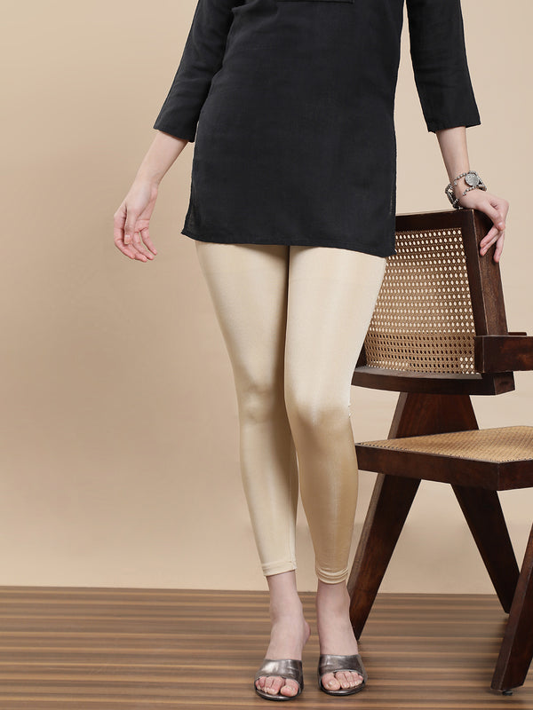 De Moza Women's Festive Pants Light Gold - De Moza