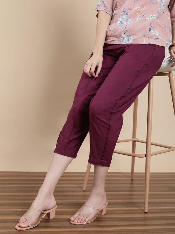 De Moza Women's Casual Pants Cherry - De Moza