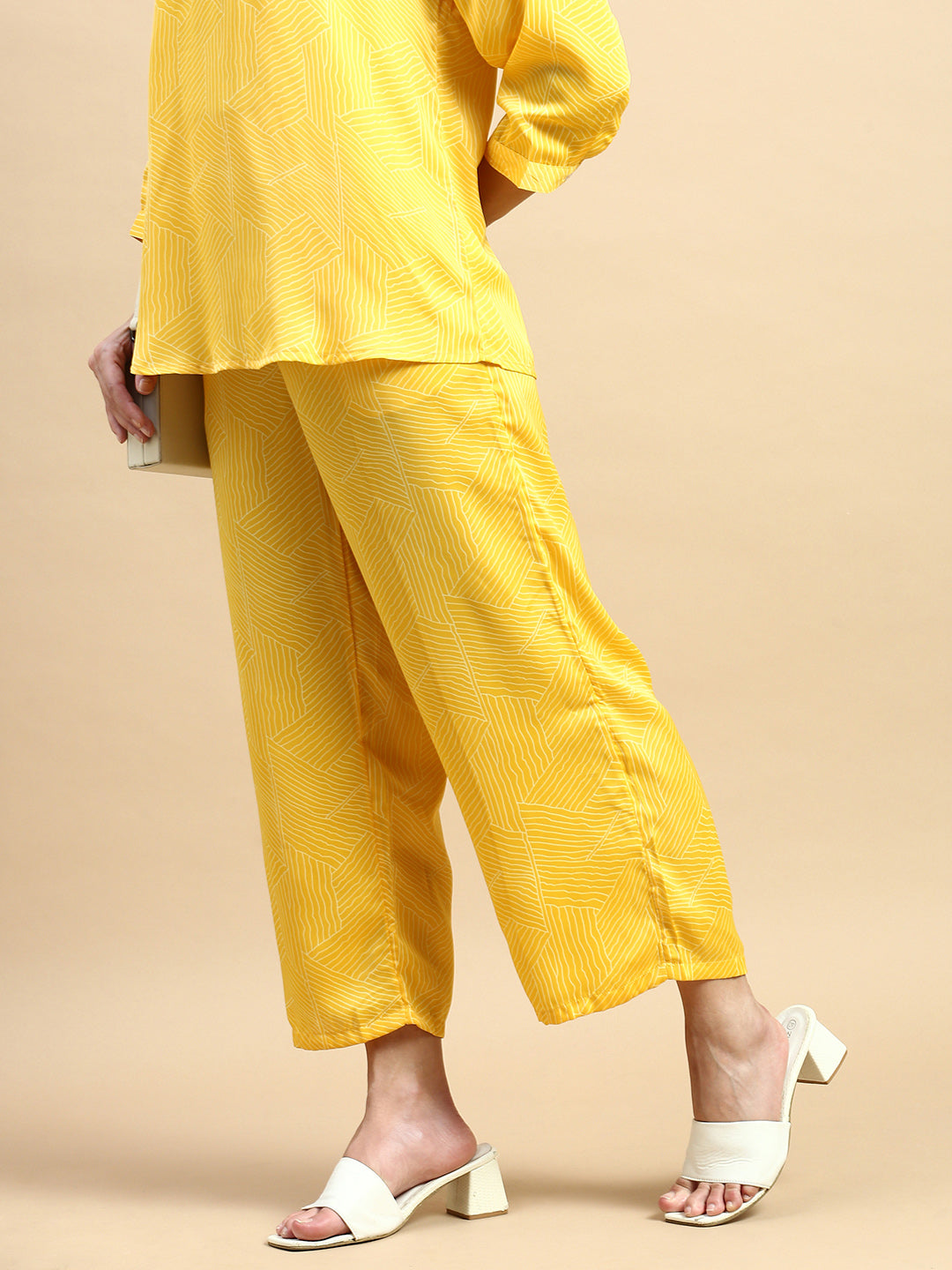 Co-Ord Set (Tunic Top & Palazzo)-Yellow - De Moza